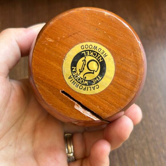 Vintage Hand Carved Trinket Box California redwood the wooden nickel hummingbird - Picture 9 of 12